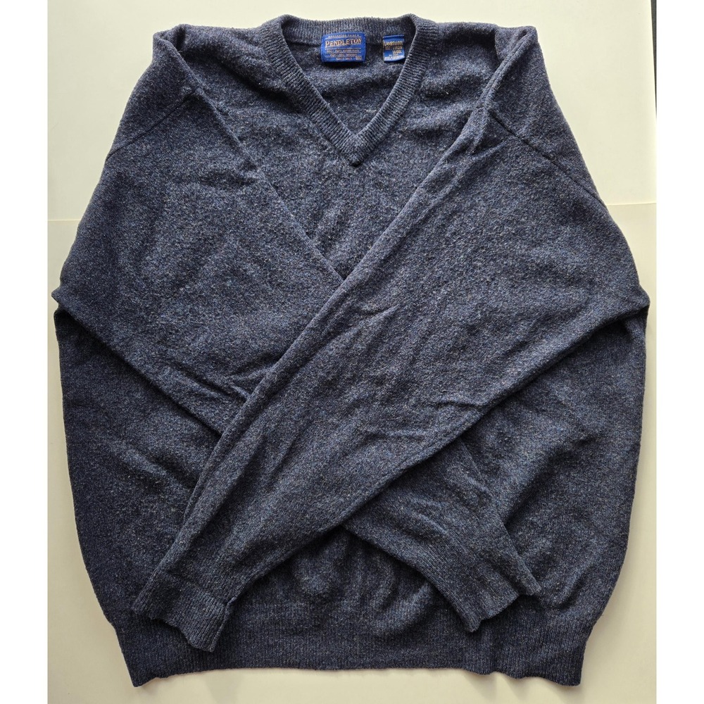 Small hole - Vtg Pendleton Lambswool Sweater Mens XXL Blue Gray Cozy Fall Winter - Picture 2 of 10